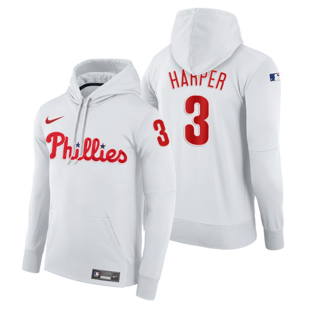 Men Philadelphia Phillies #3 Harper white home hoodie 2021 MLB Nike Jerseys->customized mlb jersey->Custom Jersey
